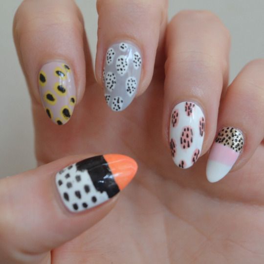 Abstract art nail art, manicure inspired by Ashley Goldberg