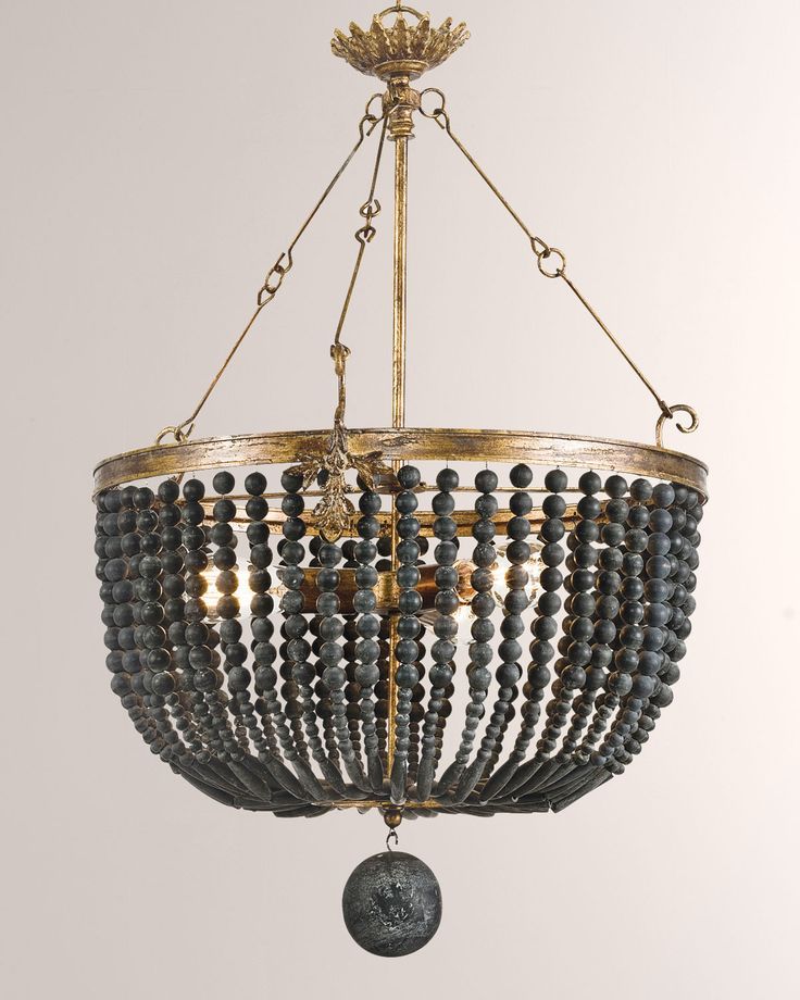 Rustic Farmhouse Dark Brown Wooden Bead Cascade 3 Light Chandelier in Matte Black Rustic Farmhouse Dark Brown Wooden Bead Cascade 3 Light Chandelier in Matte Black