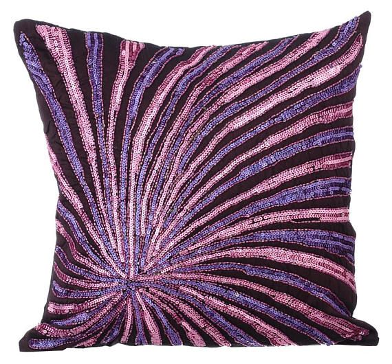 Decorative Throw Pillow Cover 16x16 Art Designer Plum Purple Pillow Cushion 16