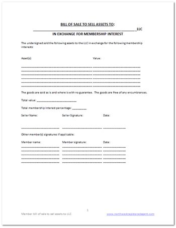 llc bill of sale form - Honghankk