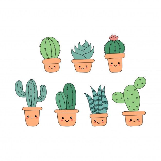wallpapers 365 Dessin Kawaii Cactus pin en ilustrasi