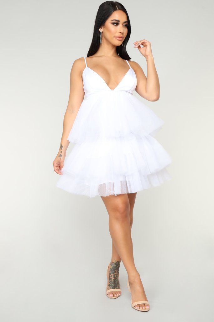 She Bad Ruffle Dress , White