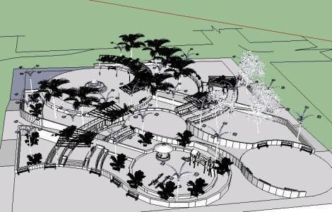 Park 3D SKP Model for SketchUp | Park landscape, Parking design, Park