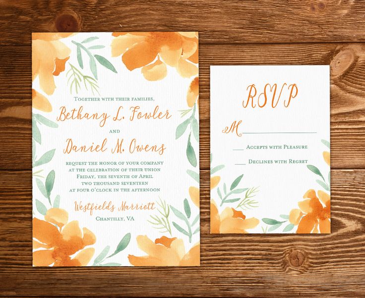 Floral Invitation Watercolor Wedding Floral Invitation Watercolor Wedding