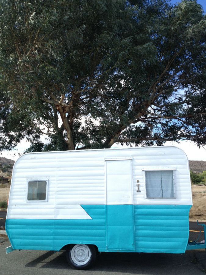 Vintage Travel Trailer 1958 Terry Turquoise White Vintage Travel Trailer 1958 Terry Turquoise White