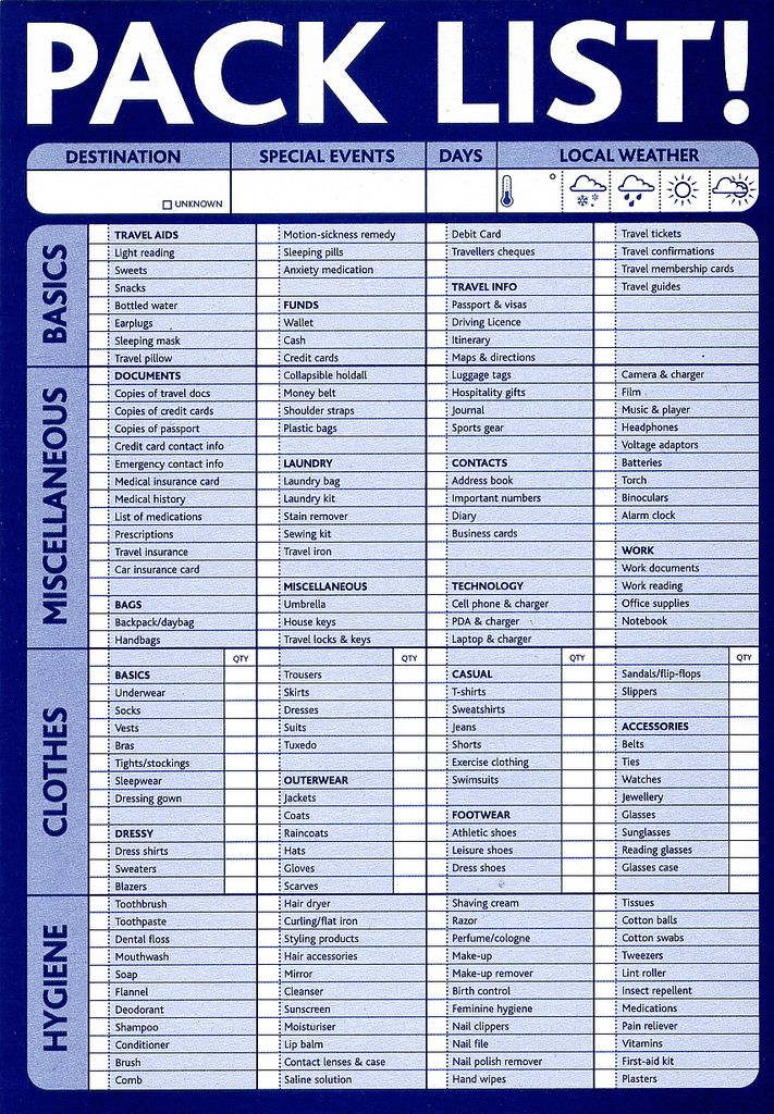 pack list template
