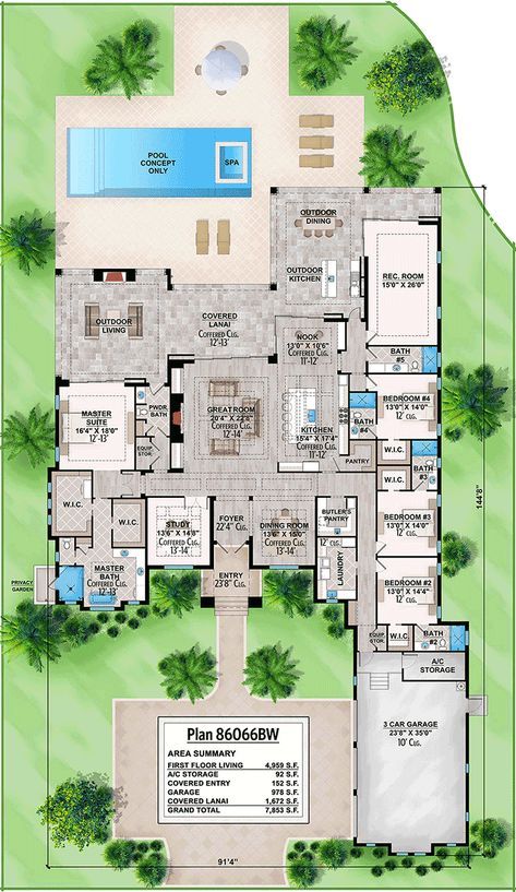 Lavish Florida House Plan - 86066BW | Architectural Designs - House Plans