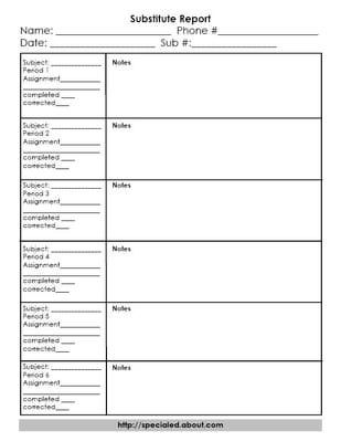 substitute feedback forms