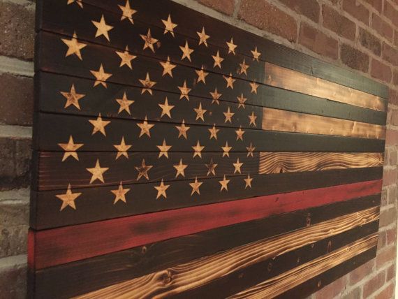 15 Best Wall Decor Images On Pinterest Wooden American Flag Thin Red Line Firefighter Wooden American Flag Torched Hand Carved Stars