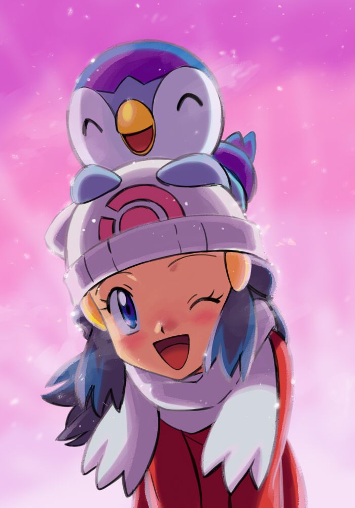 dawn and piplup (pokemon and 2 more) drawn by ashino_moto