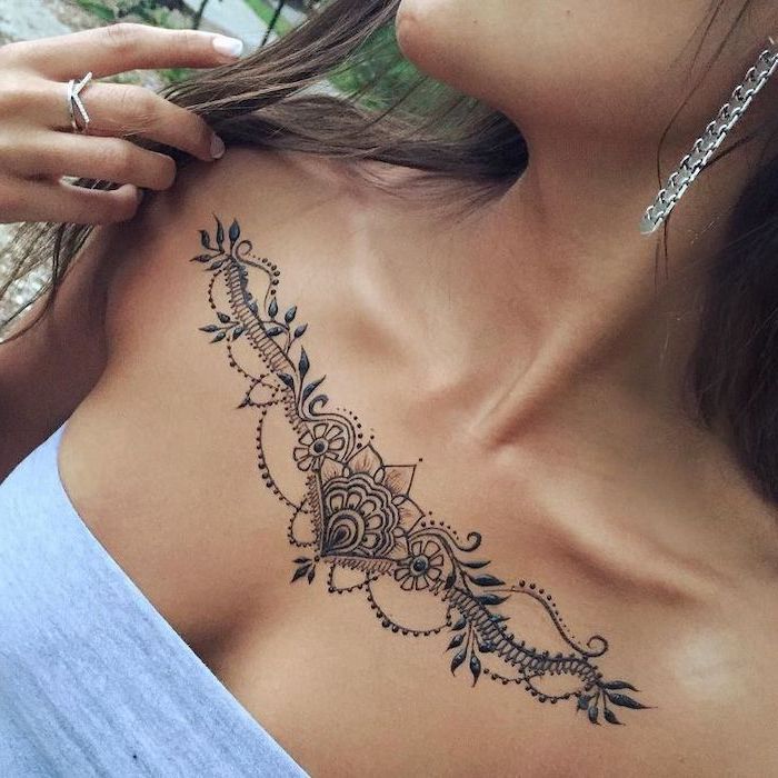101 Best Chest Tattoo Ideas For Women In 2020 Chest Tattoos For Women Bone Tattoos Collar Bone Tattoo