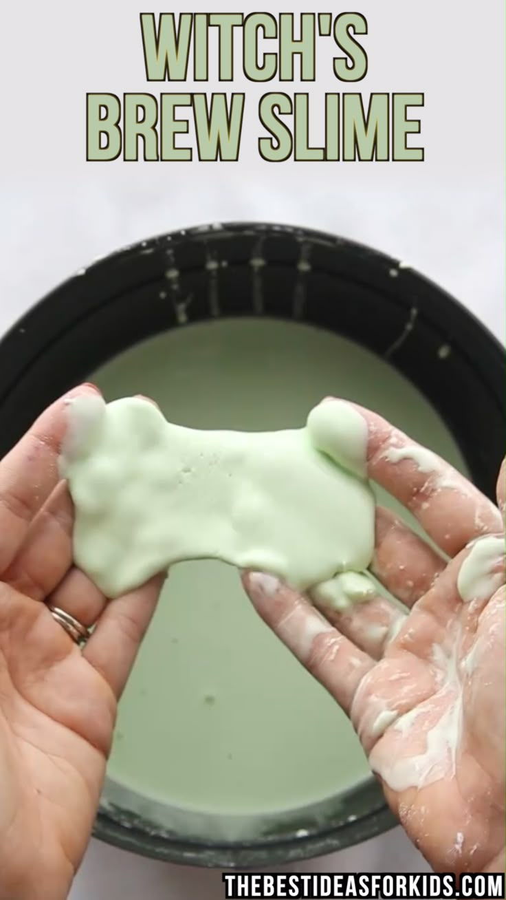 HALLOWEEN SLIME: This Witch's brew slime is a no glue slime made with cornstarch...