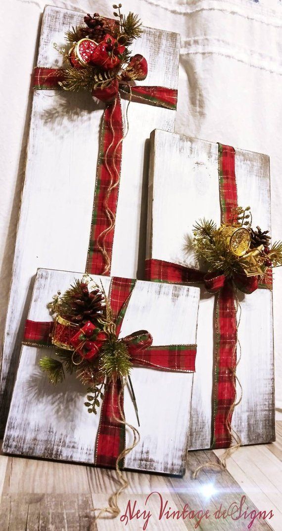 Rustic farmhouse wood Christmas presents