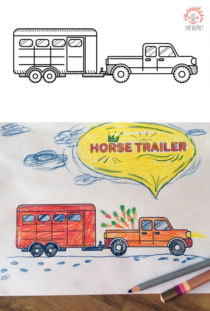 Download horse trailer. coloring book for girls. horse truck ...