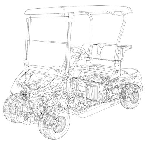 Electric golf cart - Cutaway drawing | Technical illustration, Golf ...