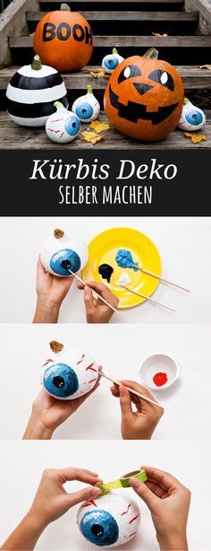 Halloween Kürbis Deko selber machen. Gruseldeko für die Halloweenparty.