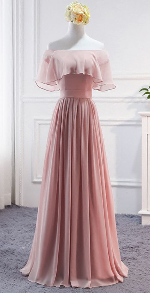 Rosa lange Chiffon- Hochzeitsfest-Kleider, nettes formales Kleid, Chiffon- lange Kleider, P2293