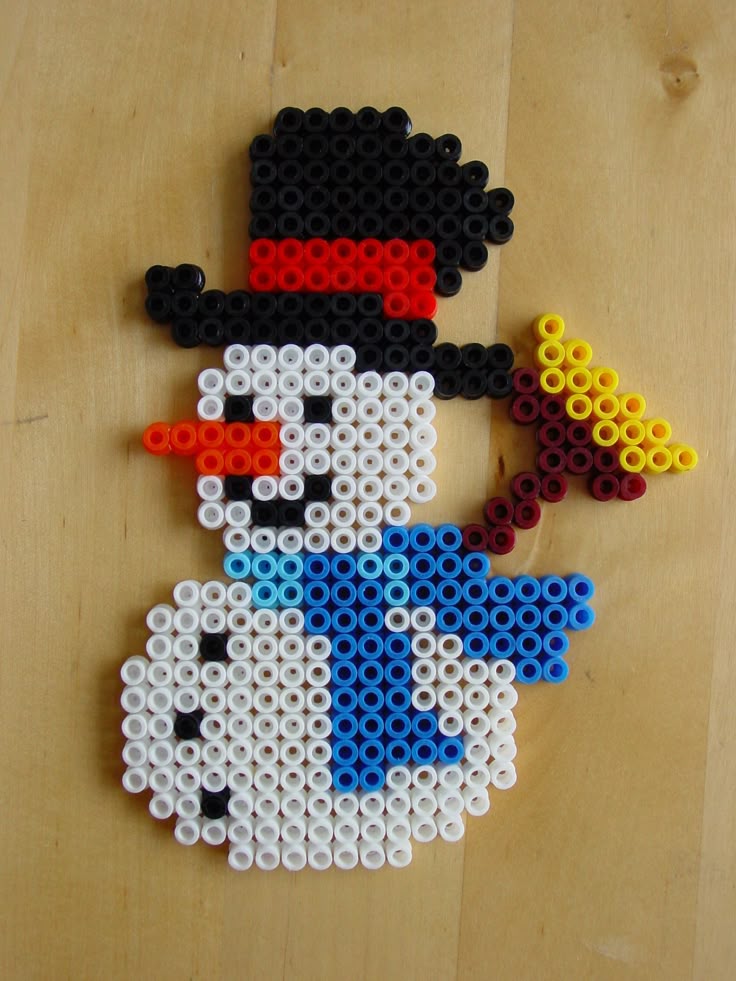 sneeuwpop blauw strijkkralen perler beads pinterest knit christmas kits