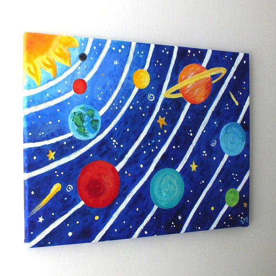custom art solar system 16x12 acrylic canvas painting space