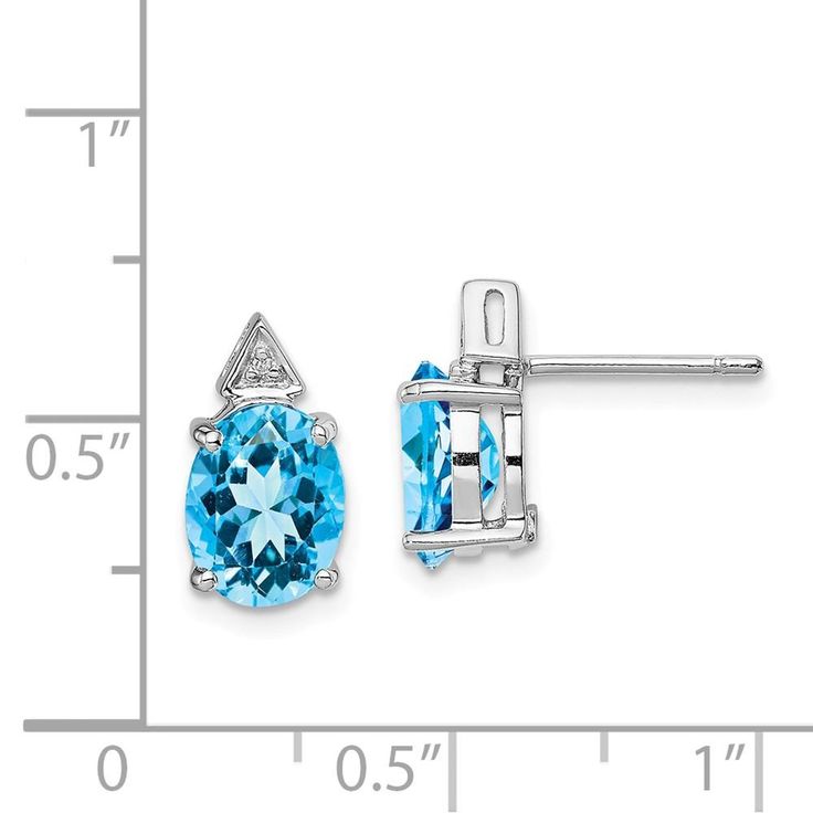 FB Jewels Solid Sterling Silver Rhodium Light Swiss Blue Topaz & Diamond Post Earrings FB Jewels Solid Sterling Silver Rhodium Light Swiss Blue Topaz & Diamond Post Earrings