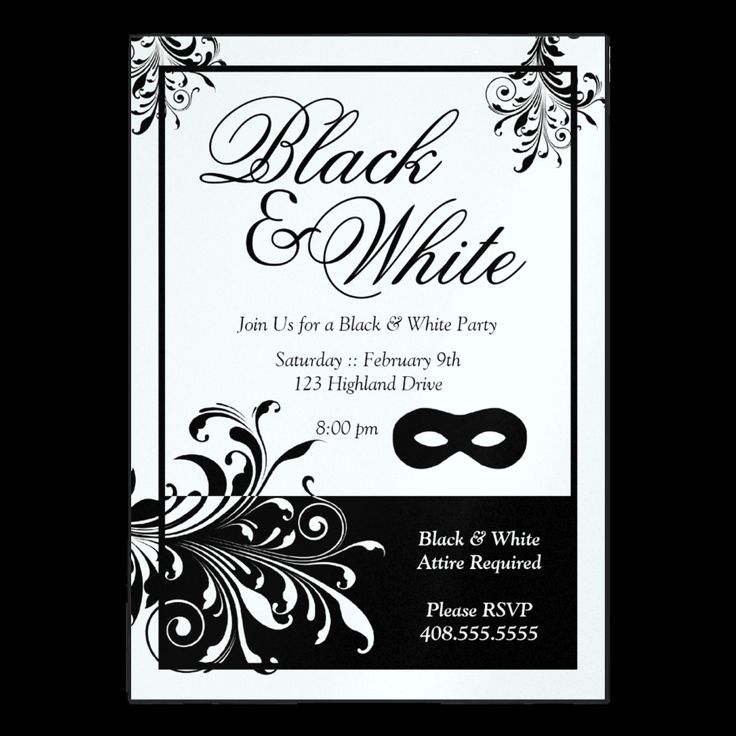 black and white birthday invitations