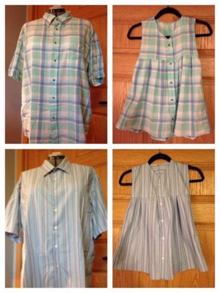 Pin en Moldes Cómo convertir camisas viejas en vestidos de niña | Camisas