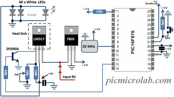 LED Controller โ Microcontroller based projects Circuit Diagram