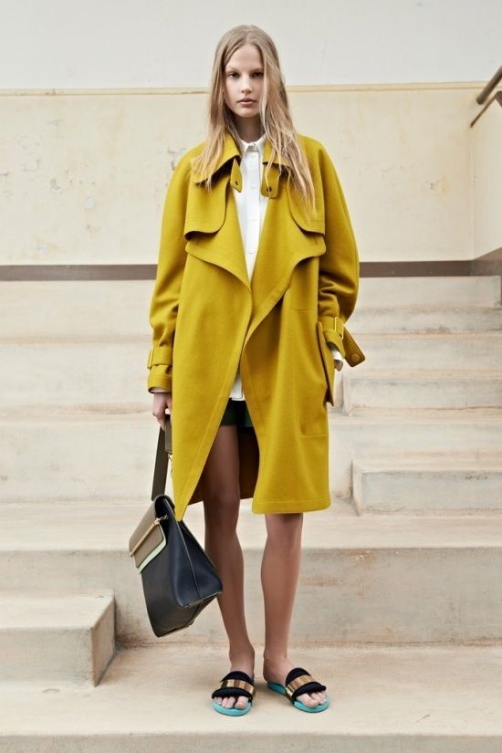 2732 Best Trenchcoats Images On Pinterest Trench Coats, New York Women's Yellow Trenchcoat, White Dress Shirt, Dark Green Shorts, Black and Gold Leather Flat Sandals - 2732 Best Trenchcoats Images On Pinterest Trench Coats, New York