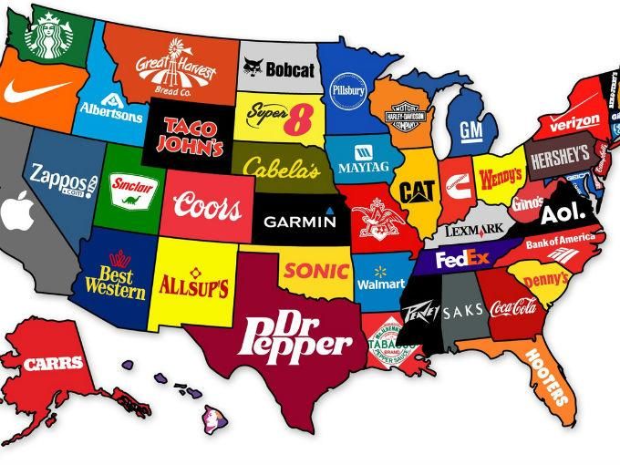 Las Marcas Que Nacieron En Estados Unidos Mapa De Estados Unidos Mapas Del Mundo Mapas