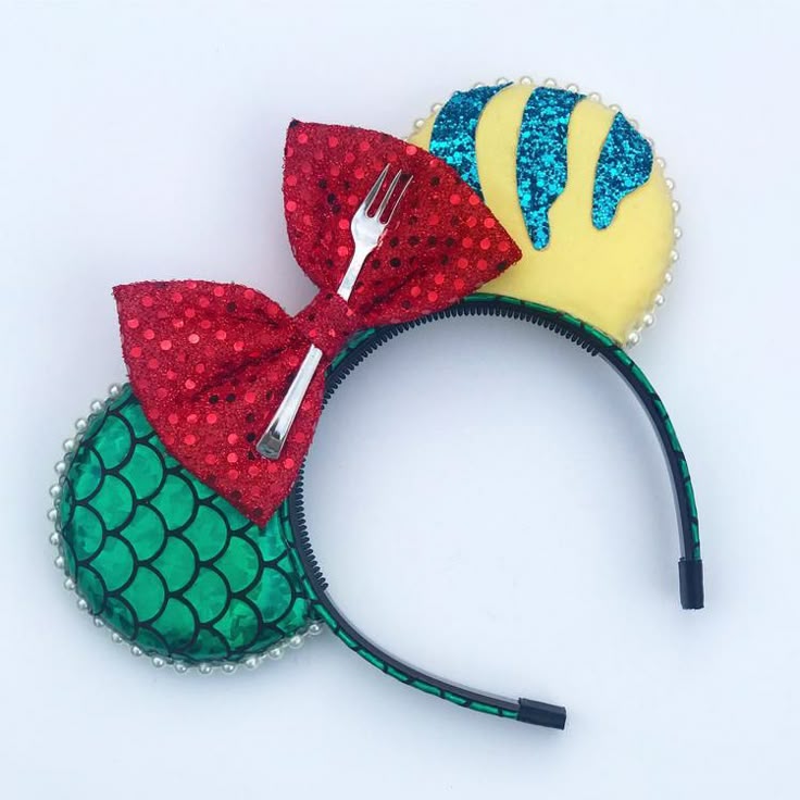Diadema de princesa sirena con orejas de Minnie para adult Diadema de princesa sirena con orejas de Minnie para adult