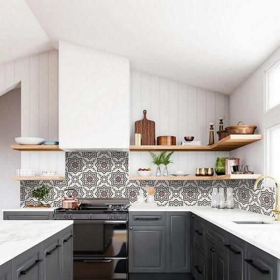 Kitchen And Bathroom Splashback Removable Vinyl Wallpaper Kabbalah Black Peel Stick Bathroom Splashback Kitchen Splashback