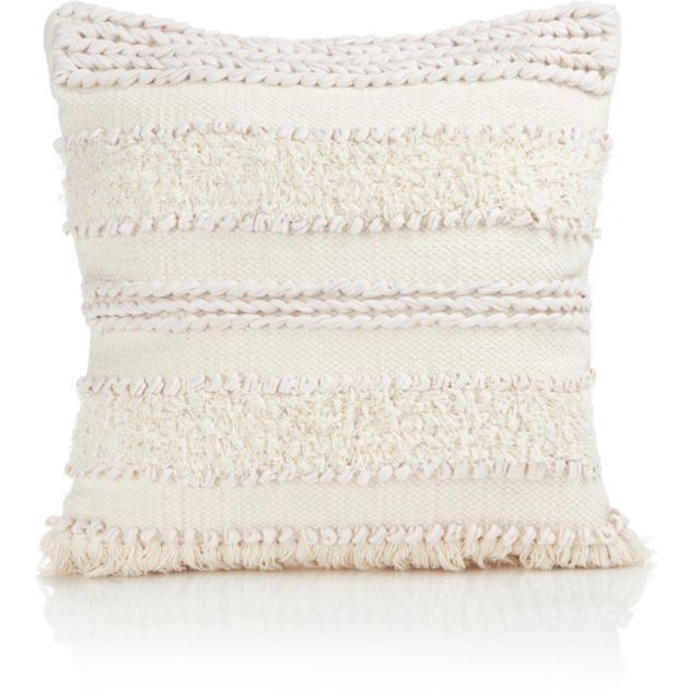 Bohemian Cream Macrame Design Filled Italia Chenille Throw Pillow