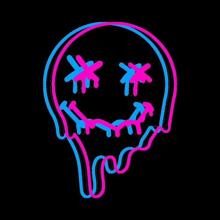 A Neon Blue And Pink Skull On A Black Background a-neon-blue-and-pink-skull-on-a-black-background