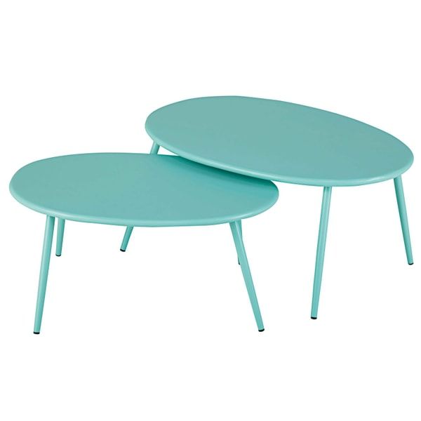 Garden Nest Of Tables In Turquoise Metal Lumpa Maisons Du Monde Us Outdoor Coffee Chairs Garden Nest Outdoor Coffee Tables, Turquoise Metal Outdoor Table