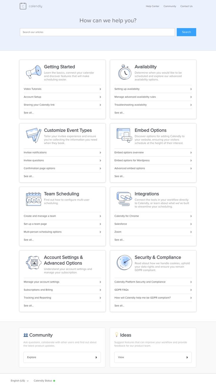 Calendly Support page Page design, Web design, Inspiration