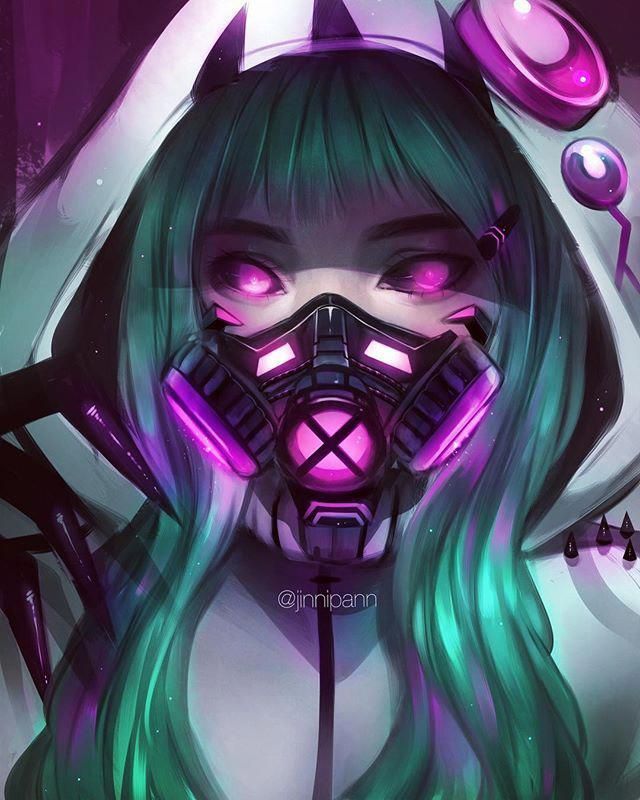 Anime girl in gas mask