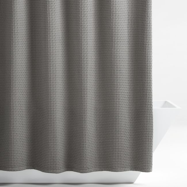 Organic Cotton Waffle Slate Shower Curtain Reviews Crate And Barrel In 2020 Slate Shower Shower Curtain Gray Shower Curtains
