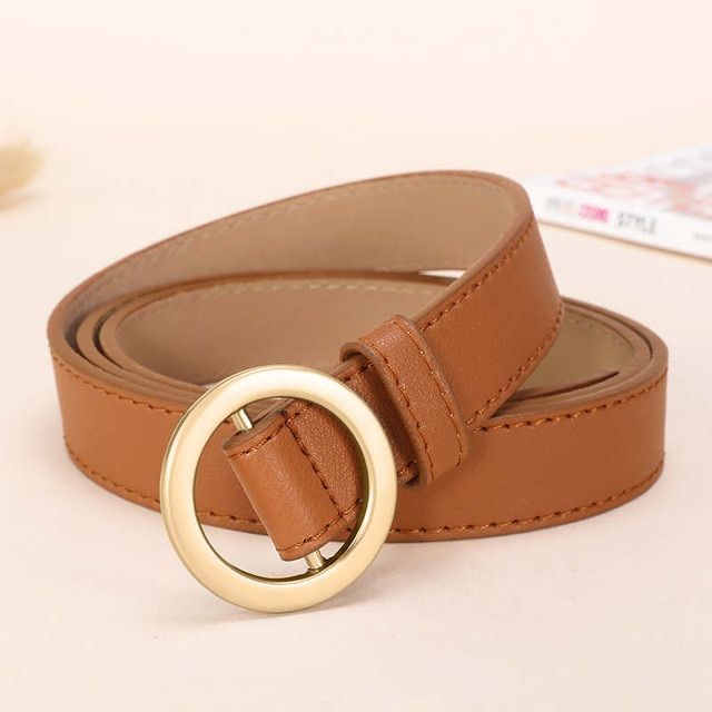 Cocila Fashion Women Ladies Casual Classic Leisure Girdle No Hole Ring Buckle Leather Trouser Dress Belt
