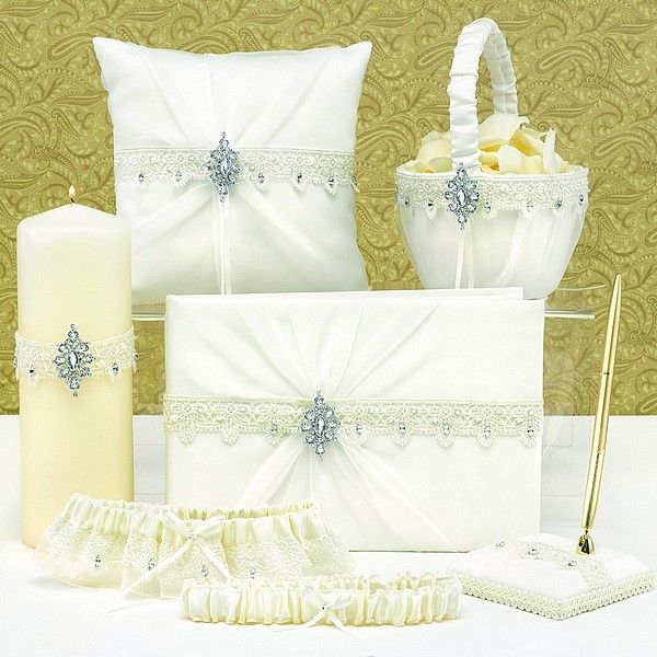 50 Best Wedding Ceremony Sets Images On Pinterest Color Scheme Sparkling Elegance Ivory Satin And Chiffon Wedding Accessory Set Weddingceremony Weddingreception Weddingcollection