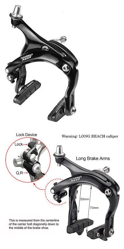 Tektro R559 Long Reach Bike Brake Caliper 55-73mm Nutted Silver Front//Rear// Set
