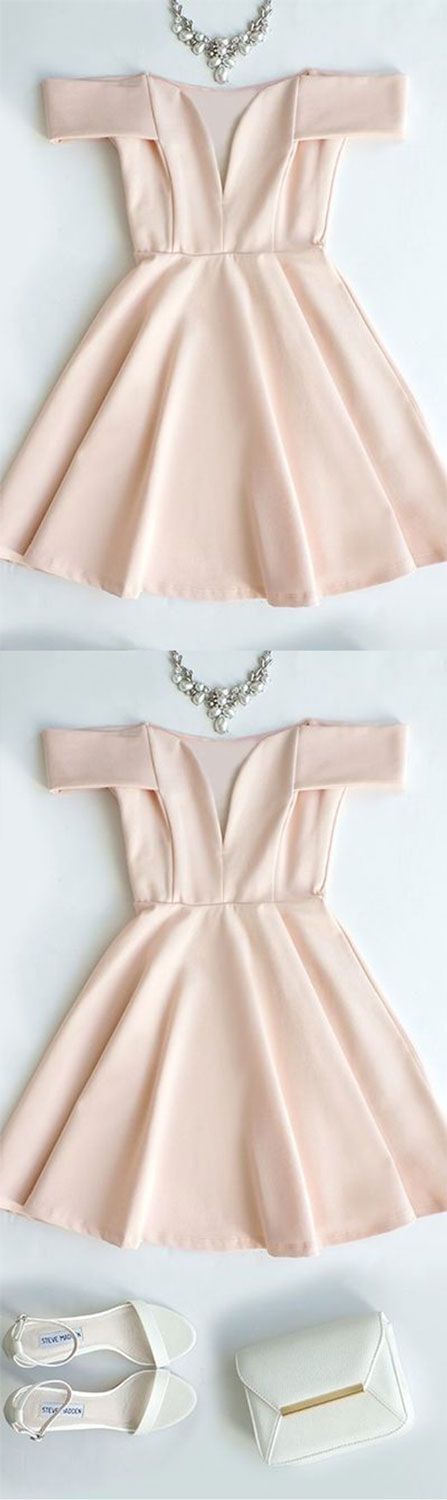 Cute pink short prom dress, pink evening dress PD20191953