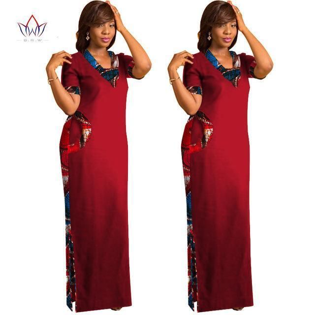 2017 BRW African Clothes for Women Short Sleeve Maxi Dresses Stra...