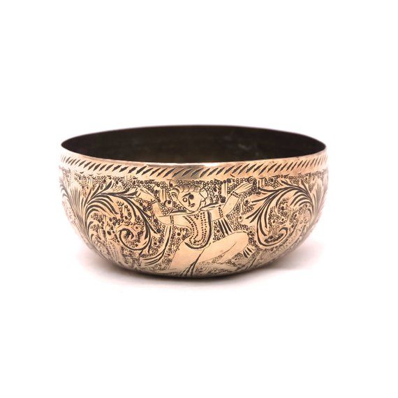 Wiccan Alter Offering Dish Pagan Decor Indian Embossed Dish Witchcraft Vintage Round Brass Dish Wiccan Decorative Boho Pin Dish