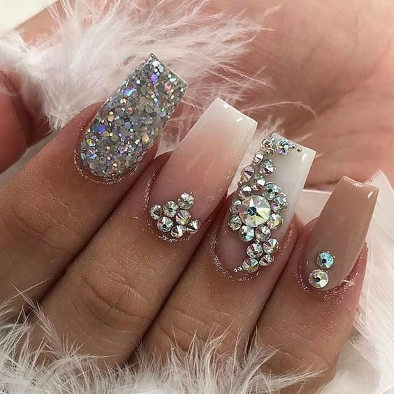 Nail Art Designs Acrylic Ideas 2017 Best #rhinestones Coffin nail art designs | acrylic ideas 2017 | best | #rhinestones | coffin | diamonds | jewels | gems | pink | sliver glitter - Nail Art Designs Acrylic Ideas 2017 Best #rhinestones Coffin