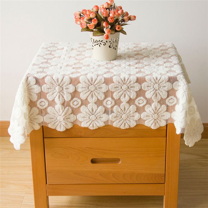 Elegant Vintage Square Lace Tablecloths Bedside Table Cover Polyester Cloths For Covers Tables Cloth Elegant Vintage Square Lace Tablecloths, Round End Table Cover