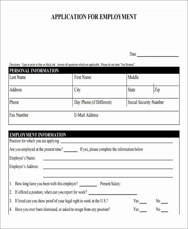 application for employment form pdf inspirational 49 job
