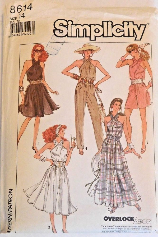 Simplicity 8614 Halter Dress Jumpsuit Romper 3 Lengths Size 14