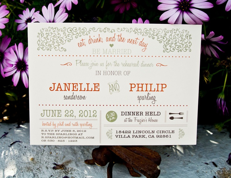 Wedding Rehearsal Dinner Invitation Rustic Garden Wedding Rehearsal Dinner Invitation Rustic Garden