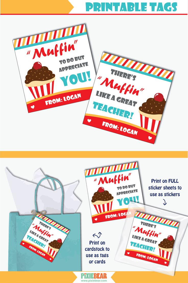 Teacher Appreciation Muffin Tags Printable Teacher Muffin Etsy Teacher Appreciation Muffin Tags Printable Teacher Muffin Etsy