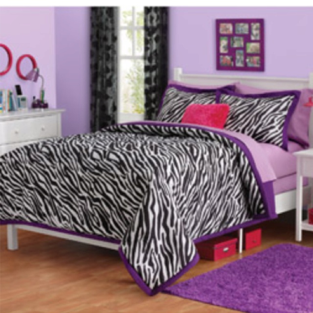 Exceptional Purple And Zebra Bedroom Ideas Part - 14: Zebra Print And Purple Bedroom Decor For My 11 Year Daughter.